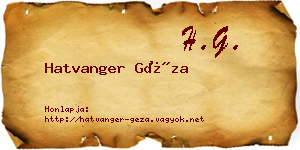 Hatvanger Géza névjegykártya