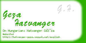 geza hatvanger business card